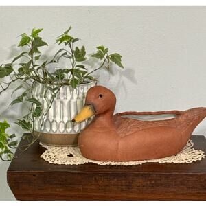 Terracotta Ceramic Duck Planter | Vintage Style Garden Pot | Rustic Cottagecore